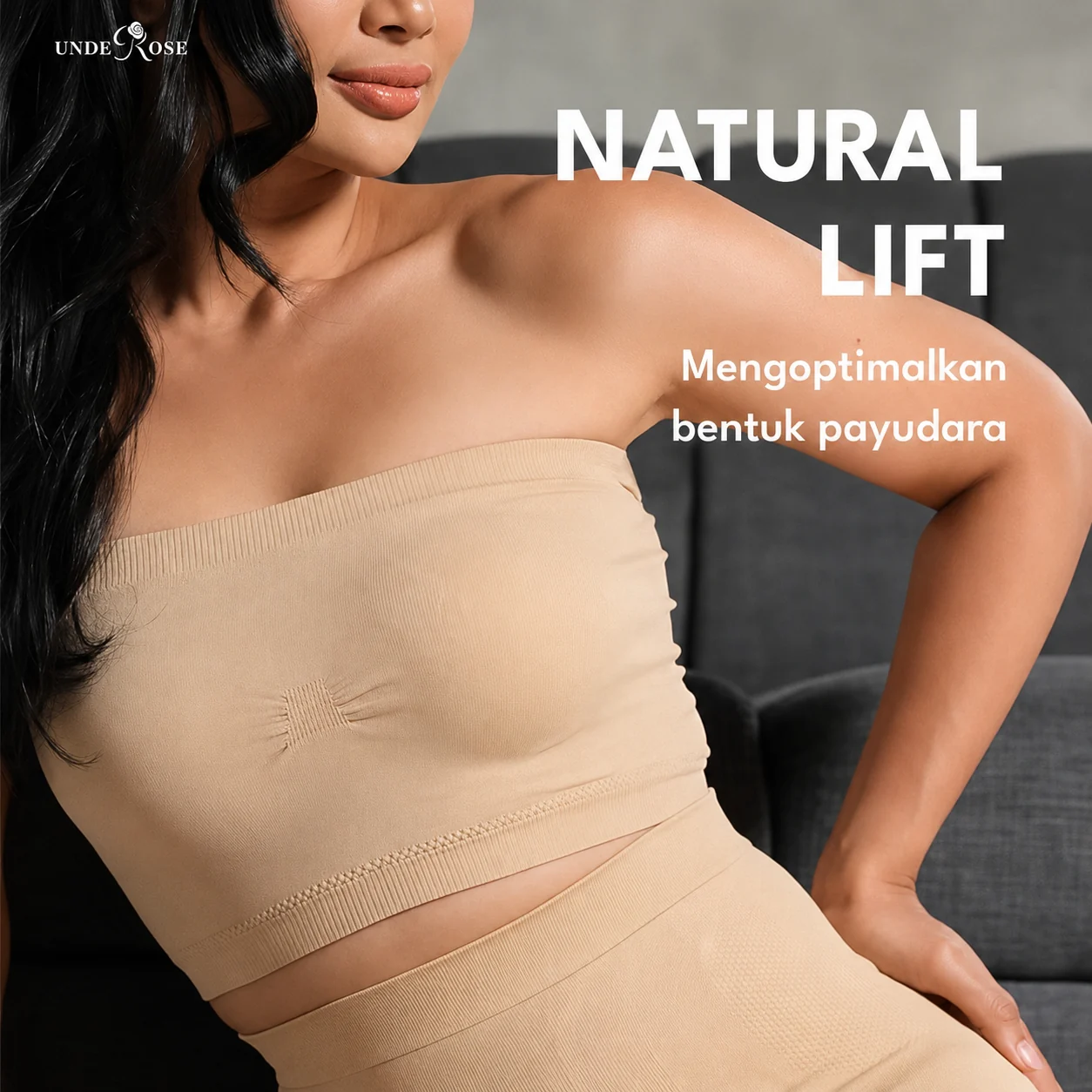 UNDEROSE seamless bandeau and shaping set model campaign