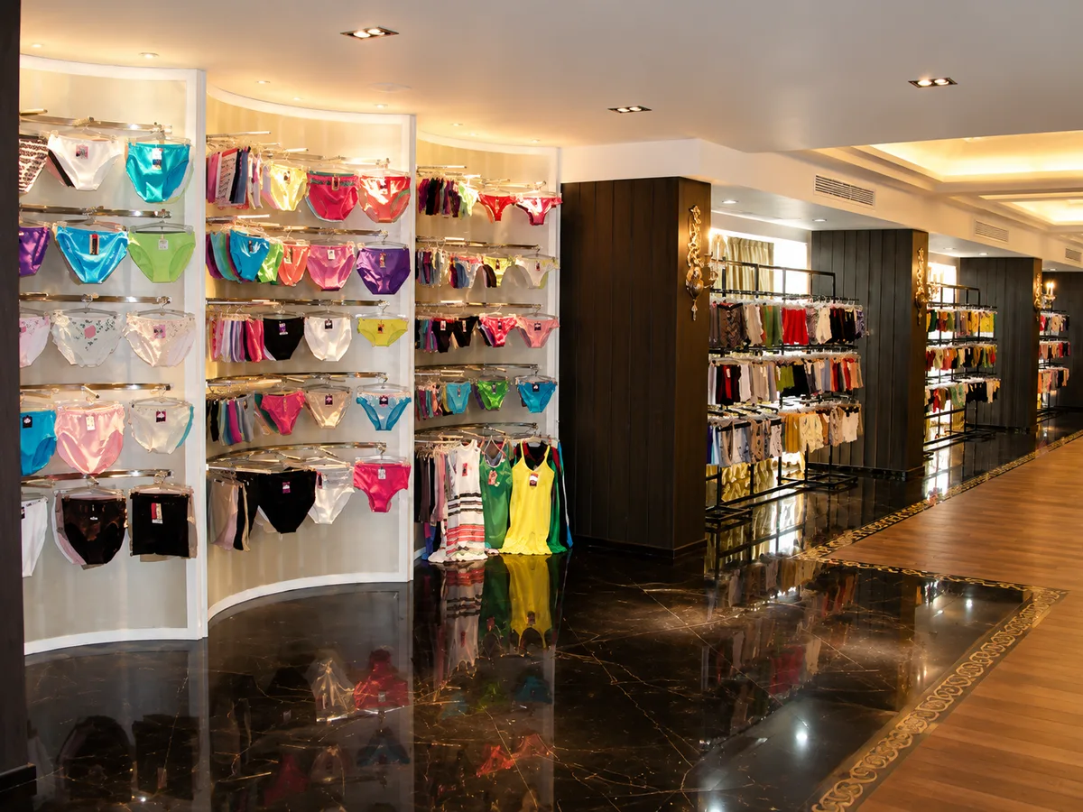 Colorful underwear products in the sample room