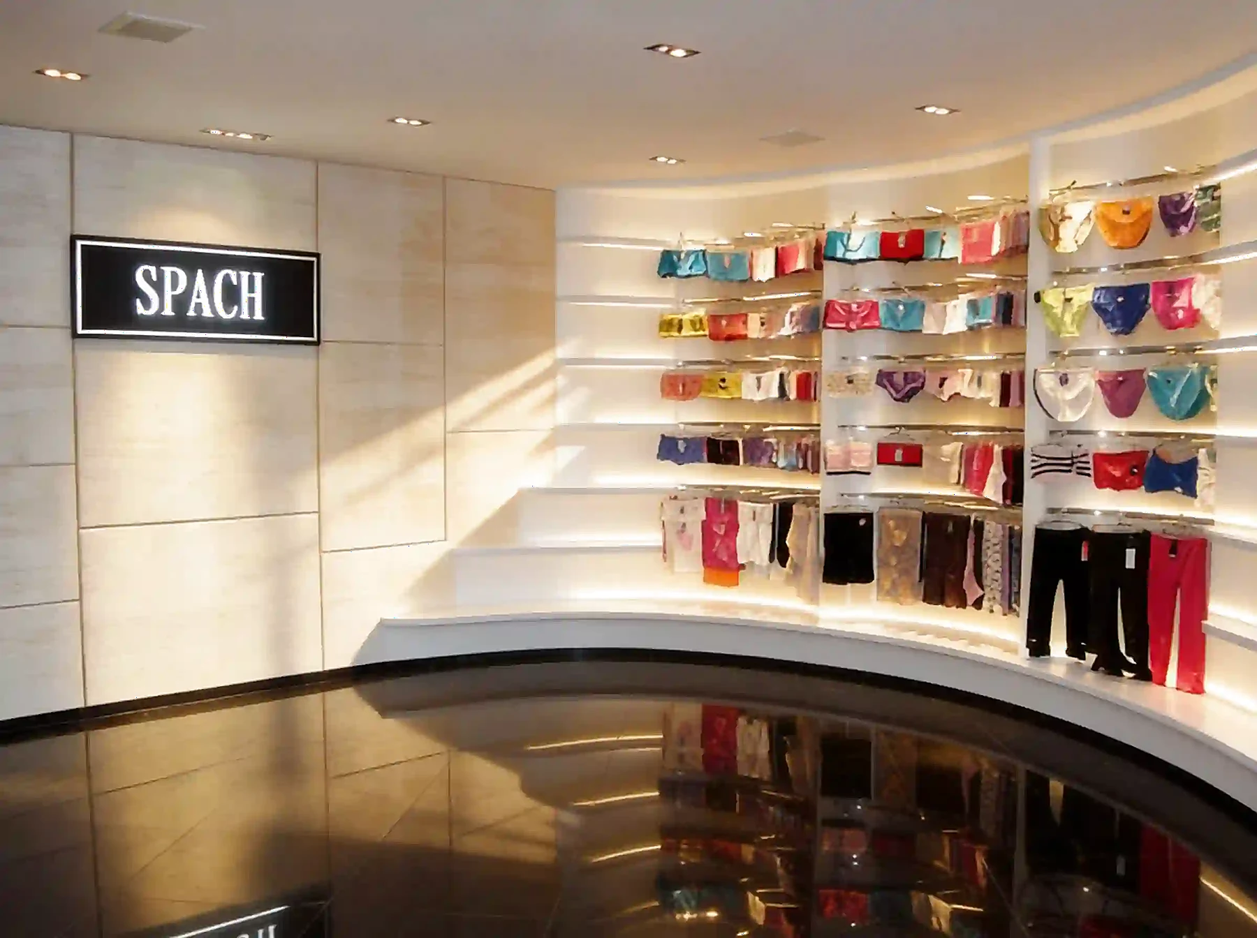 SPACH sample room apparel and underwear display