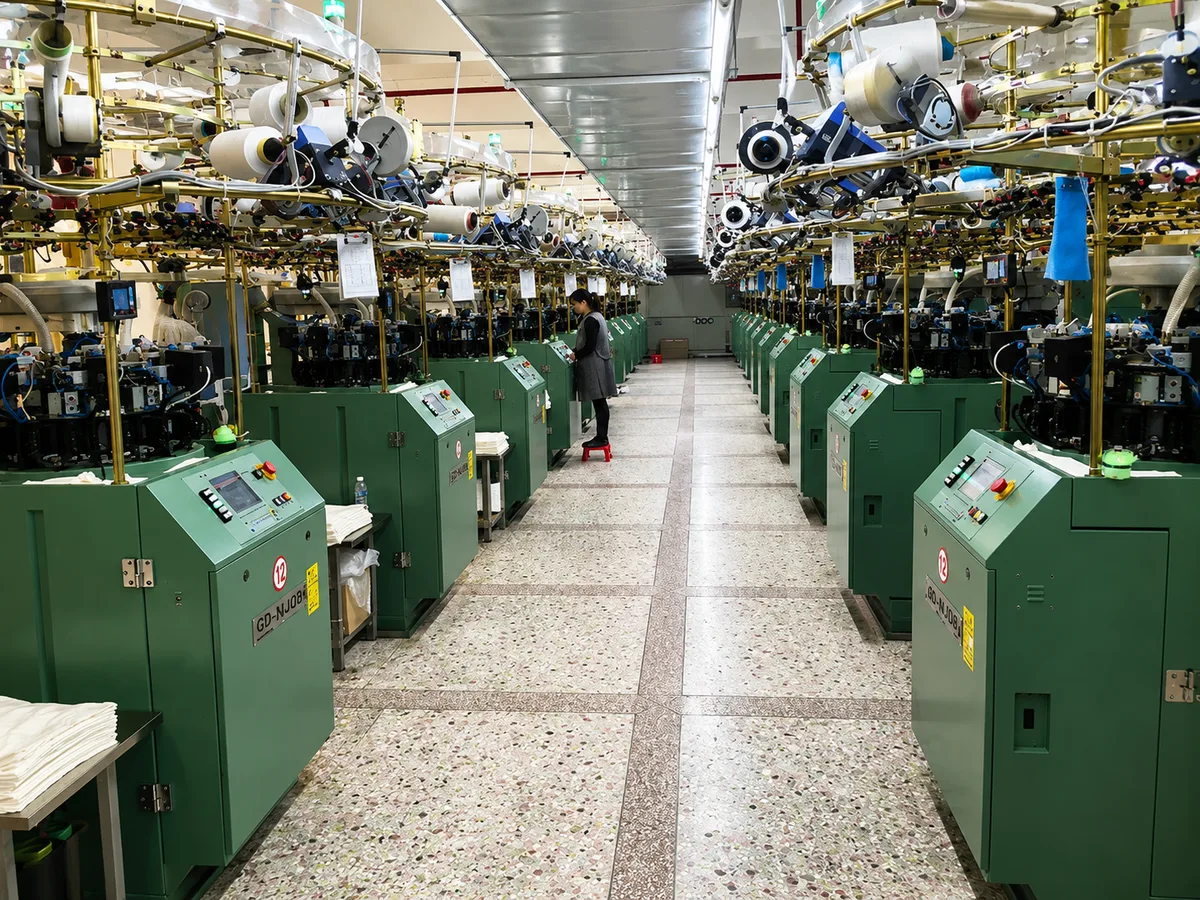 Seamless underwear knitting machine workshop